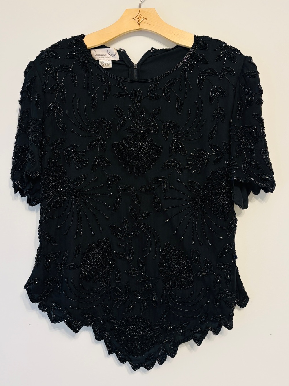 Lawrence Kazar New York  -Vintage stunning Silk hand beaded top